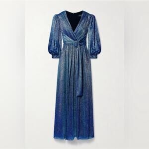 PatBo Metallic Blue Maxi Dress Size 6 $895 NWT